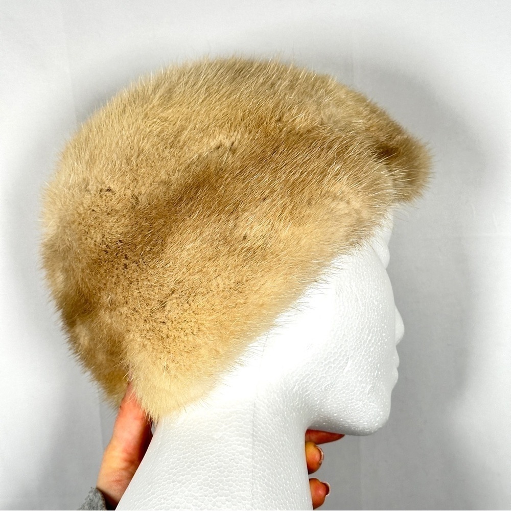 Carme Mir La Bisbal Pillbox Hat Mink Fur Blonde OS - Picture 6 of 13